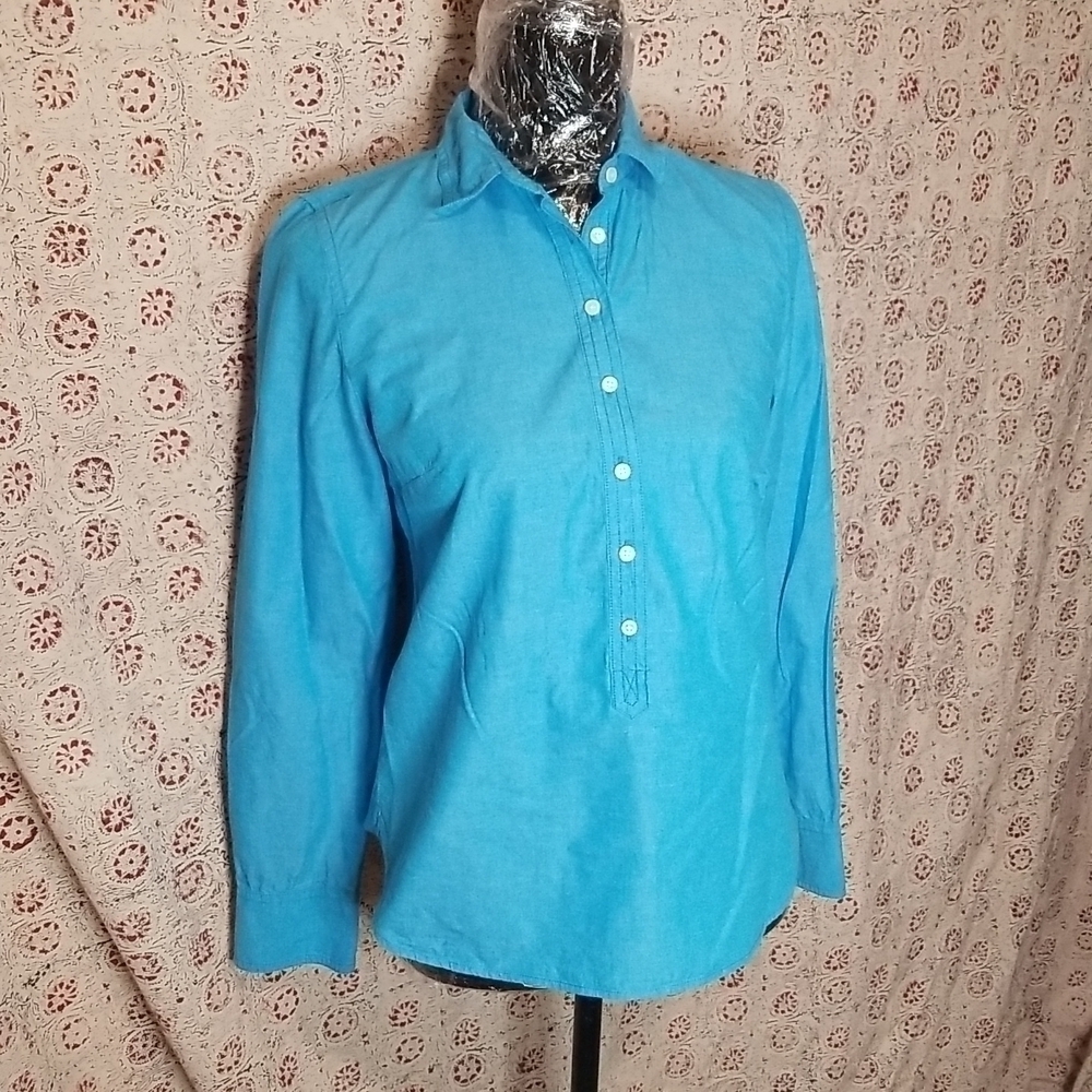 J Crew Aqua Blue Cotton Button Down Shirt XSmall